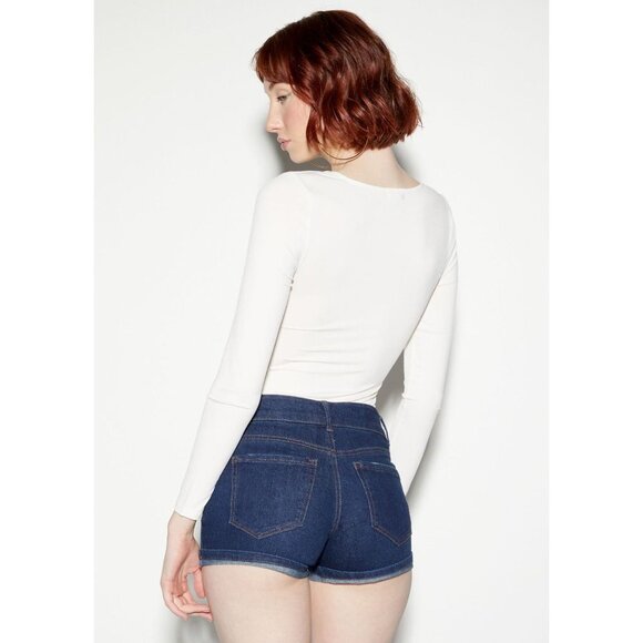 rue21 Long Sleeve‎ Twist Front Bodysuit in Ivory - Size Medium - Picture 4 of 7